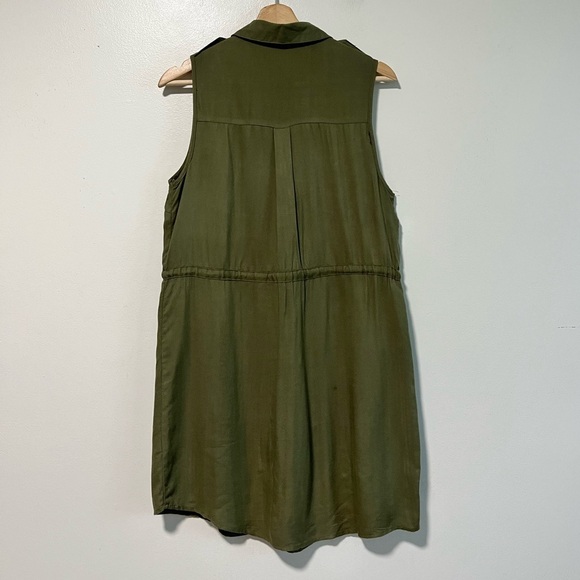 New Look Sleeveless Olive Green Button-Down Dress with Drawstring Waist - Med - Picture 3 of 8